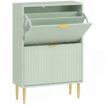 HOMCOM Shoe Cabinet Two-Drawer Storage Light Green