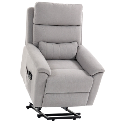 HOMCOM Power Lift Recliner Chair Massage Heat Terry Light Grey