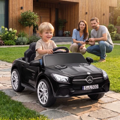 AIYAPLAY Coche Eléctrico para Niños Mercedes-Benz SL500 12V con Mando a Distancia 2,4G 2 Motores Suspensión Arranque Suave Negro