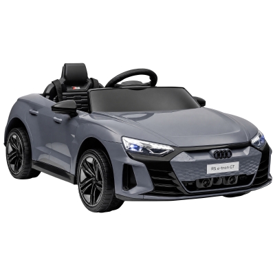 HOMCOM Kinder-Elektroauto mit Fernbedienung, Sicherheitsgurt, Hupe, Musik, Scheinwerfer, bis 5 km/h, 3-5 Jahre, Grau