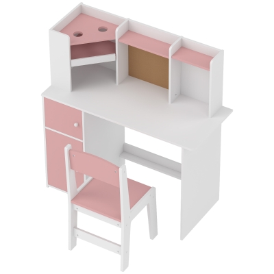 AIYAPLAY Bureau Enfant avec Chaise Réglable Rose 5-12 ans