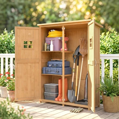 Outsunny Ripostiglio da giardino 127.5cm x 50cm x 164cm Color Legno