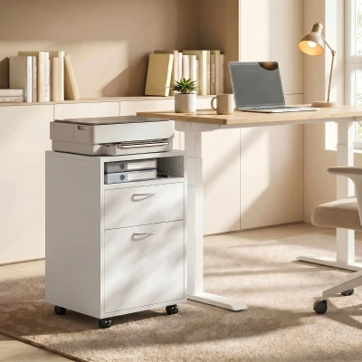 HOMCOM 60cm Storage Cabinet Mobile Office Organiser White