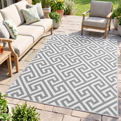Outsunny Reversible Plastic Straw Rug 152x243cm Light Grey