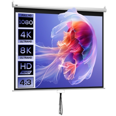 HOMCOM Projectorscherm 203 x 152 cm 100 inch 4:3/ 16:9 projectiescherm Handmatig voor Thuisbioscoop