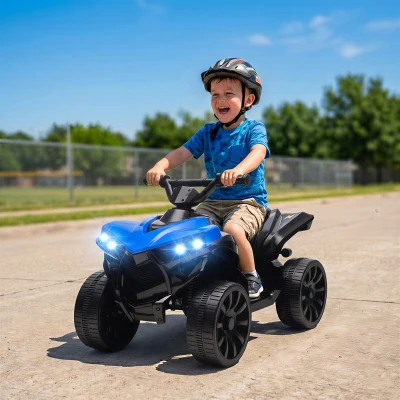 AIYAPLAY Kids 6V Electric Ride On ATV 4 Wheeler with Music Blue