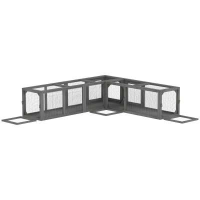 PawHut Wooden Cat Tunnel 250cm 8 Doors Dark Grey