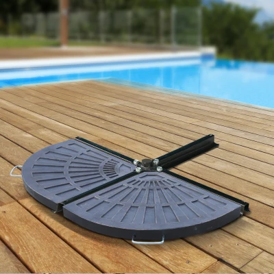 Outsunny 2-tlg. Set Gewichte für Sonnenschirmständer Platten-Schirmständer Sonnenschirmbasis halbrund mit Handgriff Kunstharz + Metall Bronze 66 x 47 x 4,2 cm 30 kg