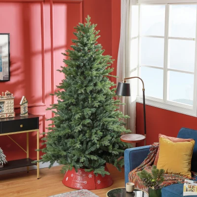 HOMCOM Weihnachtsbaum Künstlich 210 cm Christbaum mit 2445 Flammhemmenden Spitzen, Faltbarer Metallständer