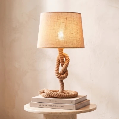 HOMCOM Nautical Table Lamp Metal Frame 54cm Beige