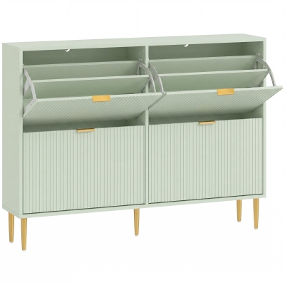 HOMCOM Shoe Cabinet Four-Drawer Storage Light Green