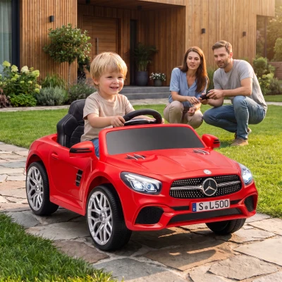 AIYAPLAY Coche Eléctrico para Niños Mercedes-Benz SL500 12V con Mando a Distancia 2,4 G 2 Motores Suspensión Arranque Suave Rojo