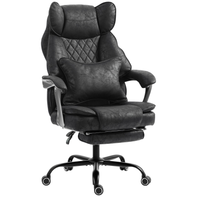 HOMCOM Executive Office Chair Leathaire Reclining Wide Seat Black