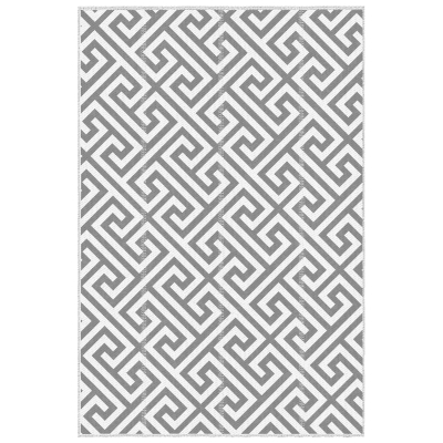 Outsunny Reversible Plastic Straw Rug 152x243cm Light Grey
