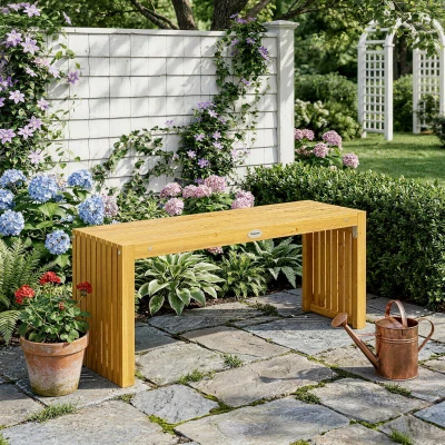 Outsunny Banco de Jardín de Madera de 2 Plazas 110 cm con Asiento de Listones Carga 240 kg para Patio Porche Parque Natural