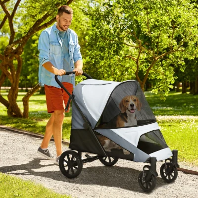 PawHut Passeggino per Cani Pieghevole con Cuscino Grigio