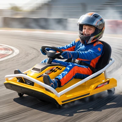 AIYAPLAY Electric Go Kart 24V 300W Dual Speed Yellow