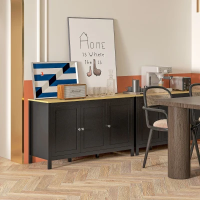 HOMCOM Mobile Contenitore con 2 Armadietti Nero e color Legno