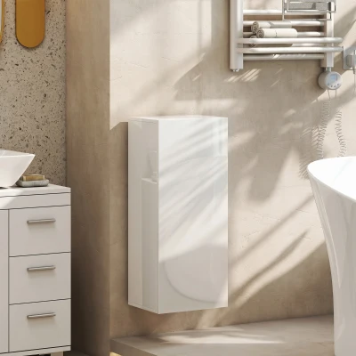 HOMCOM Meuble Mural Salle de Bain Blanc 2 Étagères Verre