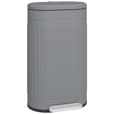 HOMCOM Prullenbak 30L Pedaalemmer met deksel voetpedaal uitneembare binnenemmer soft-close functie 36,5 x 31,2 x 60,8 cm, Grijs