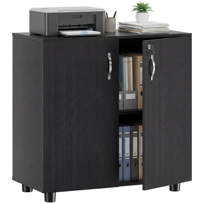 Vinsetto Lockable Office Storage Cabinet Black 2-Tier