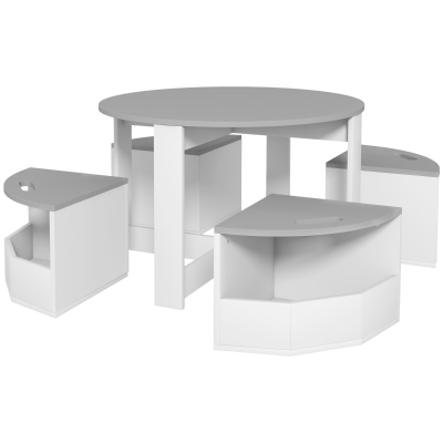 AIYAPLAY Ensemble Table Chaises Enfants 5pcs Rangement 78x78x49cm Gris