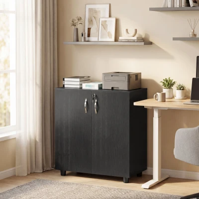 Vinsetto Lockable Office Storage Cabinet Black 2-Tier