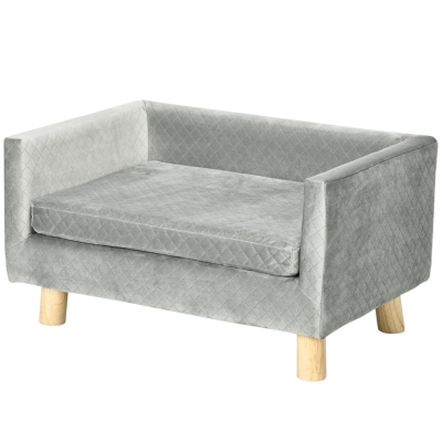 PawHut hondenbank met houten poten 64 cm x 45 cm x 36 cm