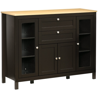 HOMCOM Sideboard Storage Cabinet Glass Doors Black 120x40x90cm