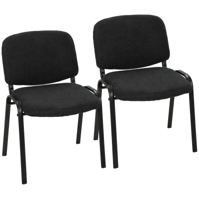 HOMCOM Stackable Reception Chairs Set of 2 Fabric Office Black