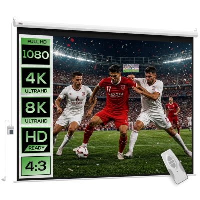 Ecran de projection motorisé 4:3 203L x 152H cm blanc