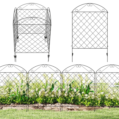 Outsunny Garden Fencing 43in x 11.5ft Metal Black 4PCs