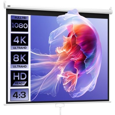 HOMCOM Projectiescherm 203 x 152 cm 100 Inch 4:3/ 16:9 Handmatig voor Thuisbioscoop