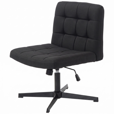 HOMCOM Armless Office Chair Linen Wide Rocking Seat Black