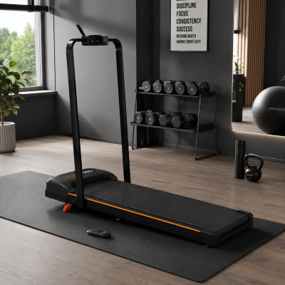 Folding Treadmill with Adjustable Incline, Black