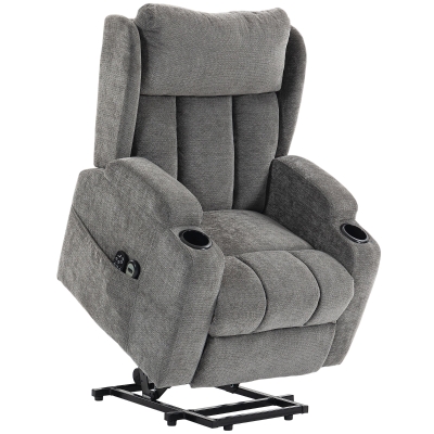 HOMCOM Power Lift Recliner Chair Massage Heat Chenille Grey
