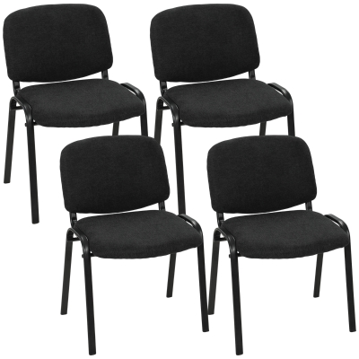 HOMCOM Stackable Reception Chairs Set of 4 Fabric Office Black