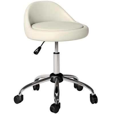 HOMCOM Sgabello Girevole con Ruote Altezza Regolabile Bianco