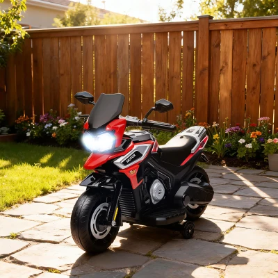 AIYAPLAY Moto Électrique Enfant Rouge avec Roues et Repose-Pieds