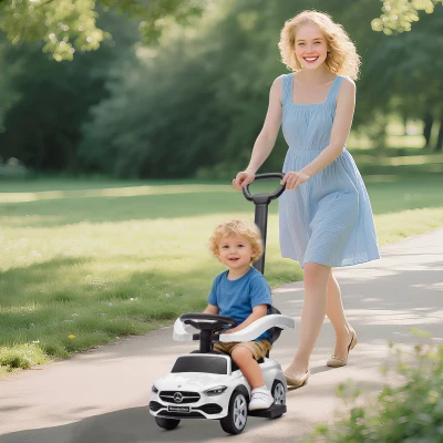 AIYAPLAY Mercedes-Benz Ride-On Push Car Removable Handle White
