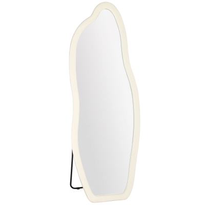 HOMCOM Espelho de Corpo Inteiro 160x60 cm de Pé ou Parede com Moldura Arqueada Aveludada Creme