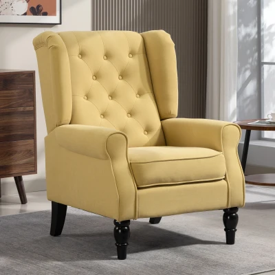 HOMCOM Retro Wingback Tufted Accent Chair Yellow
