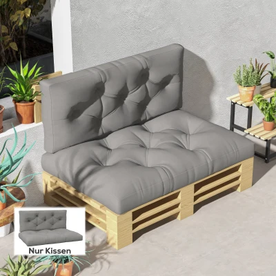 Outsunny Sitzpolster Sitzkissen Polsterauflage, mit Knopfheftung, 120 x 80 x 12 cm, Grau