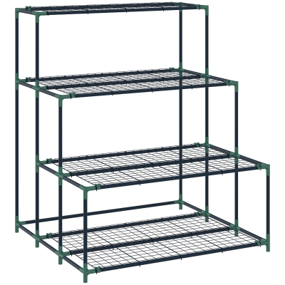 Outsunny Soporte para Plantas de 4 Niveles con Diseño Escalera y Estructura Metálica Resistente para Interior y Exterior Verde