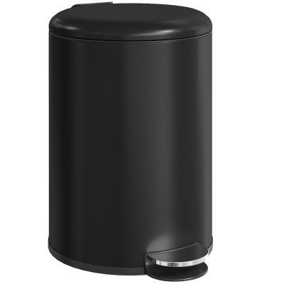 HOMCOM 20-liter keukenafvalbak, vingerafdrukbestendige metalen afvalbak met soft-close deksel, voetpedaal en uitneembare binnenemmer, zwart