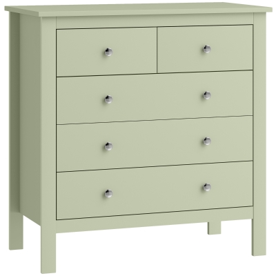 HOMCOM Modern 5 Drawer Chest Wide Storage Unit Sage Green