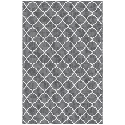 Outsunny Tappeto per Esterno 182x274 cm Reversibile Grigio Bianco