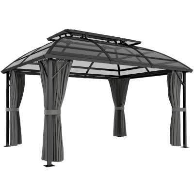 Outsunny Hard Gazebo Aluminium Frame 4x3m Black