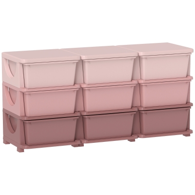 HOMCOM Kids Storage Unit with 9 Drawers Pink
