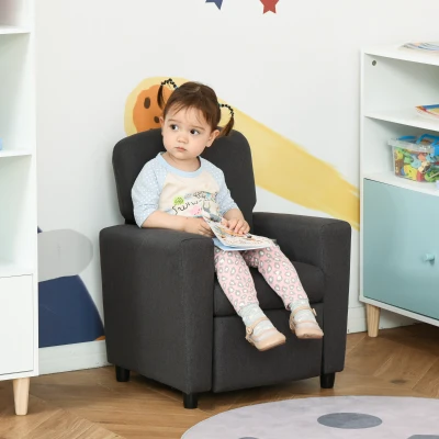 HOMCOM Kids Sofa Armchair with Footrest Grey 55x50x67cm